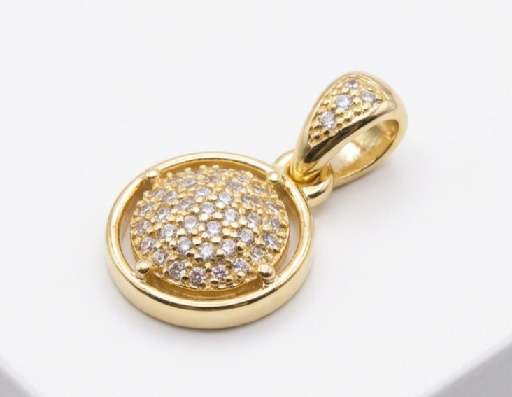 18K non-tarnish gold-plated pendant with fancy stones for everyday wear