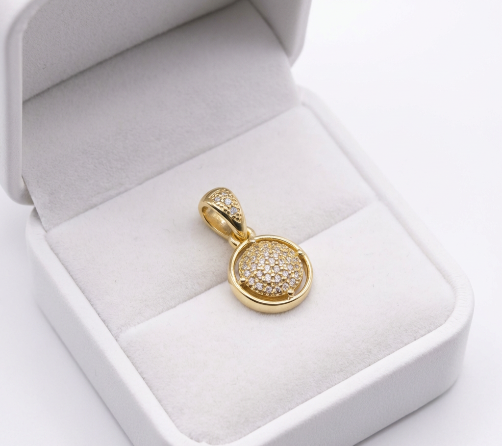 18K non-tarnish gold-plated pendant with fancy stones for everyday wear