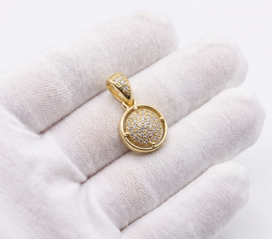 18K non-tarnish gold-plated pendant with fancy stones for everyday wear