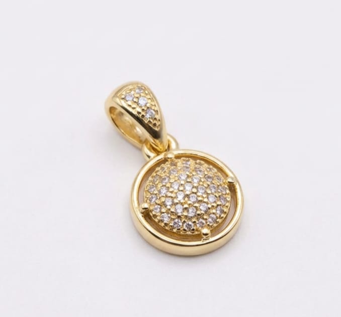 18K non-tarnish gold-plated pendant with fancy stones for everyday wear