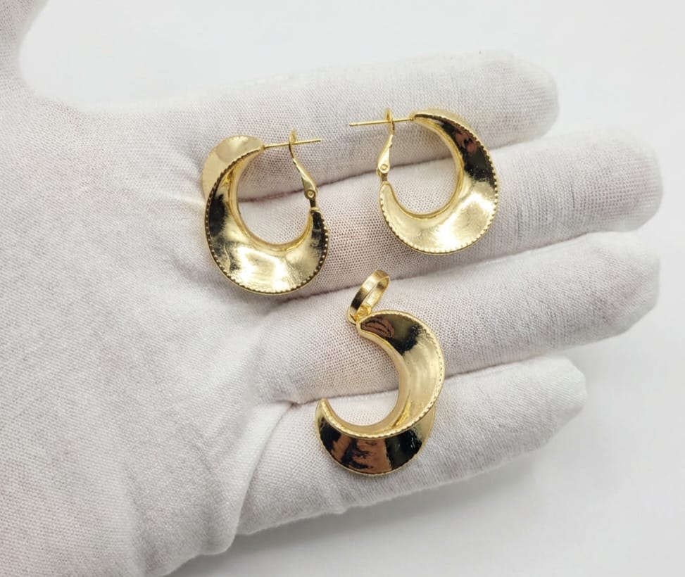 18K gold-plated Chunky hoop earrings set