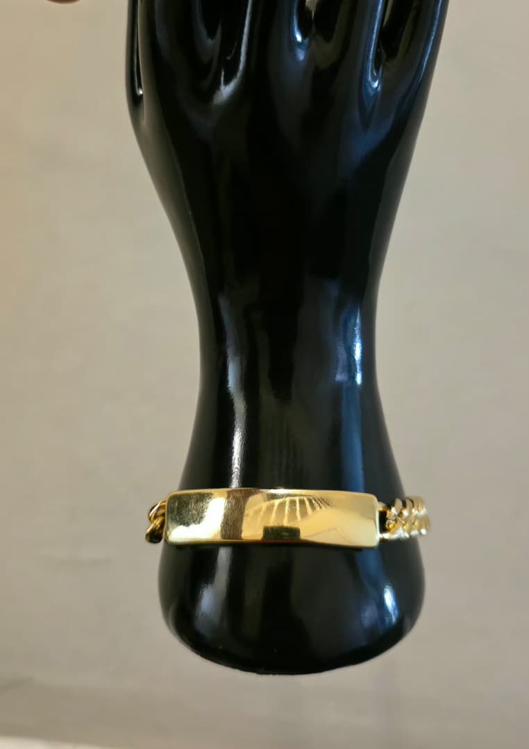 18K gold-plated bracelet with flat design for men