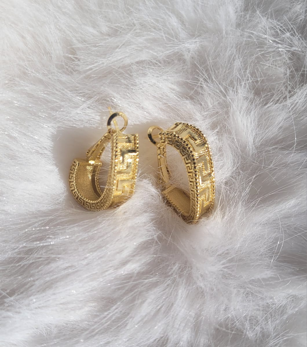 18k gold-plated Greek key hoop earrings