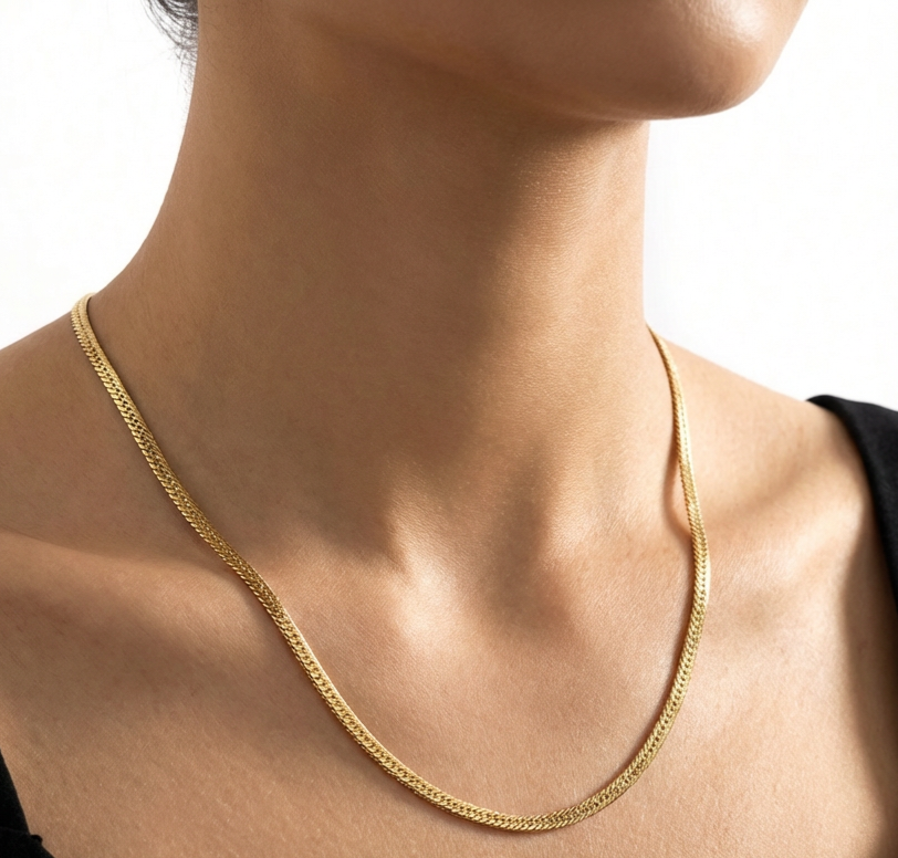 18K Flat design gold-plated choker necklace
