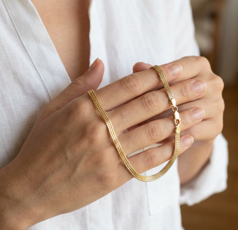 18K Flat design gold-plated choker necklace