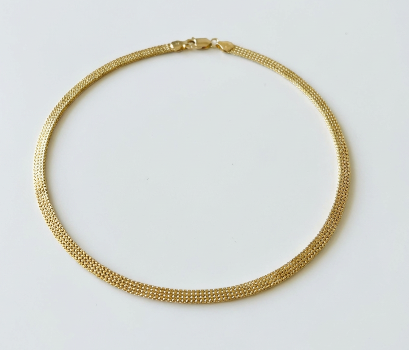 18K Flat design gold-plated choker necklace