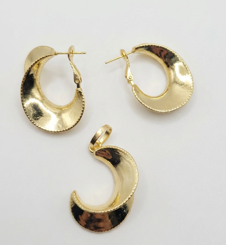 18K gold-plated Chunky hoop earrings set