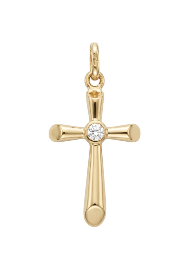 18K non-tarnish Gold-plated Cross pendant with stone