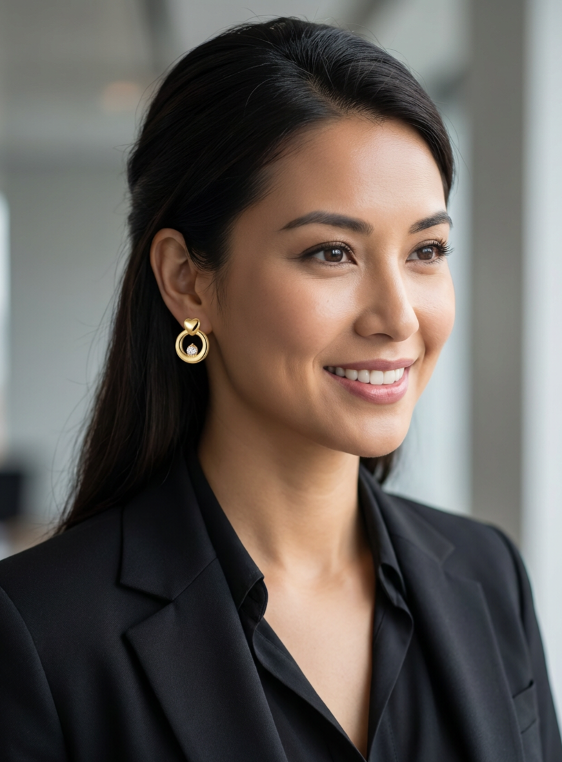 18K gold-plated mini stud earrings set with pendant