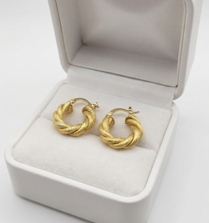 18K gold-plated Twisted hoop earrings for everyday wear