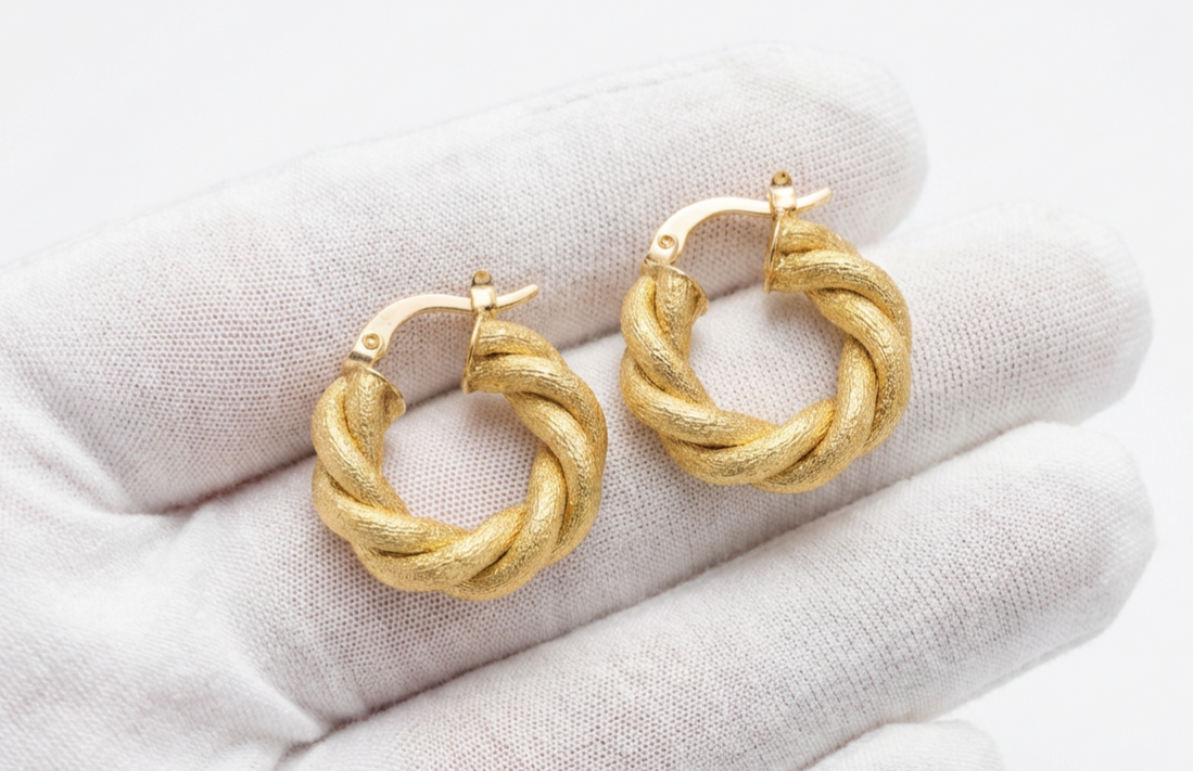 18K gold-plated Twisted hoop earrings for everyday wear