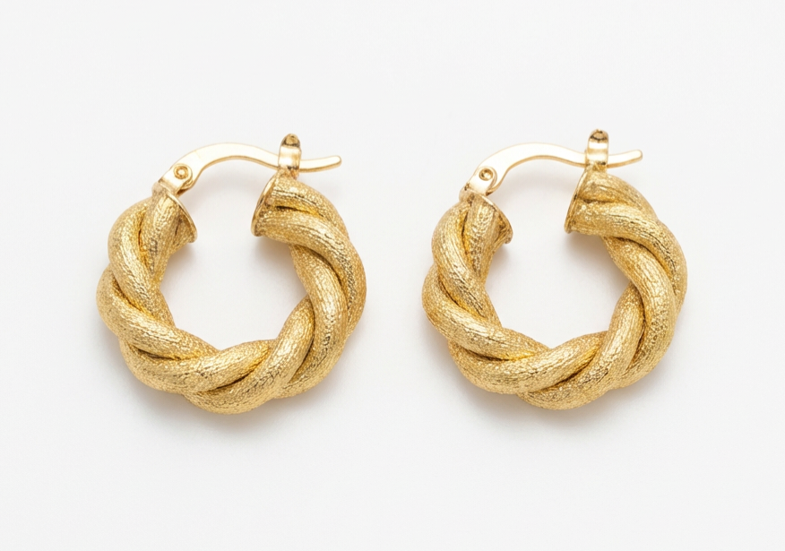 18K gold-plated Twisted hoop earrings for everyday wear